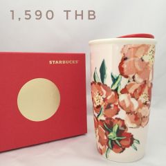 Starbucks painted floral design Ceramic Travel Mug