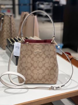 Coach 2312 Small Town Bucket Bag In Signature Canvas LT/Khaki/Chalk