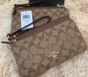 Coach C5576 Wristlet Phone Wallet Khaki Saddle2