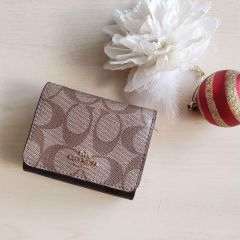 Coach F78081 Small Trifold Wallet In Signature Canvas PINK PETAL
