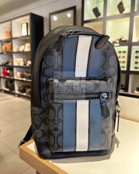 Coach 2999 West Pack In Signature Canvas With Varsity Stripe