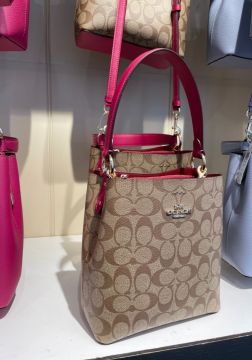 Coach 2312 Small Town Bucket Bag In Signature Canvas Pink Fushia