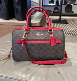 Coach F83607 Rowan Satchel BROWN TRUE RED