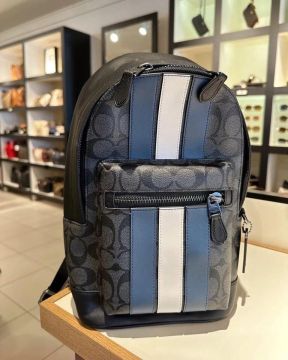 Coach 2999 West Pack In Signature Canvas With Varsity Stripe